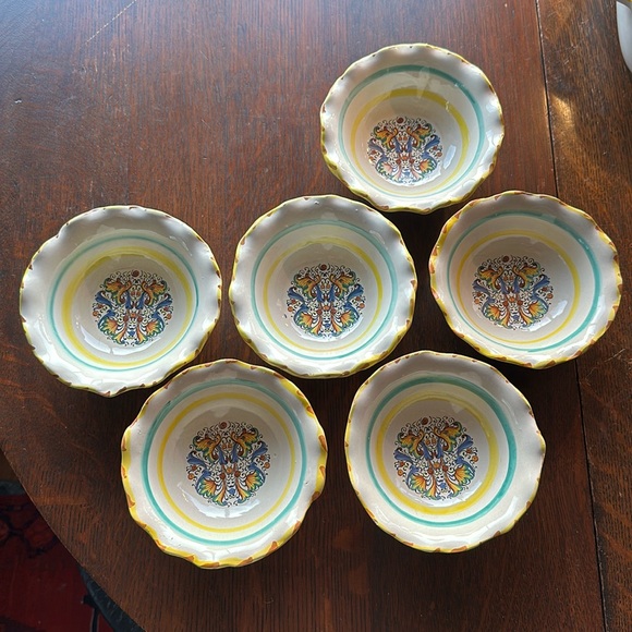 🇮🇹Meridiana Ceramiche set of 6 small desert or nut bowls Scalloped edges Italy - Picture 3 of 16